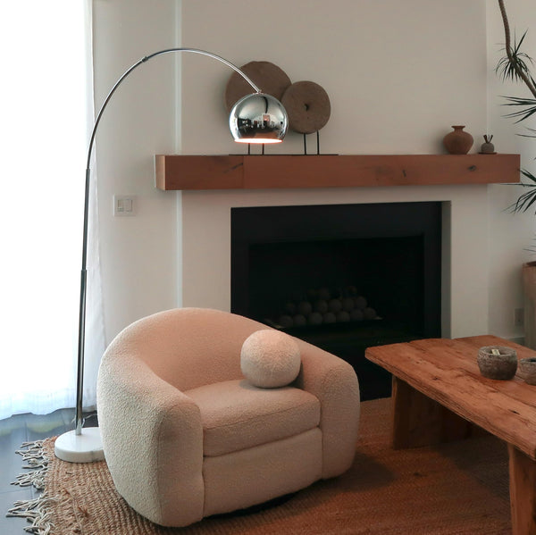 Arc Floor Lamp with Marble Base – Chrome
