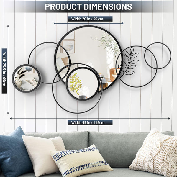 Black Round 3D Wall Mirror