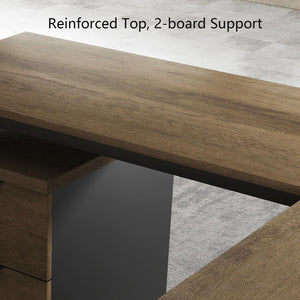 L-Shaped Executive Desk with Drawers & Power Outlet, 63"
