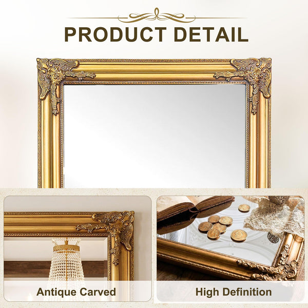 Vintage Gold Baroque Wall Mirror – Ornate Antique Frame