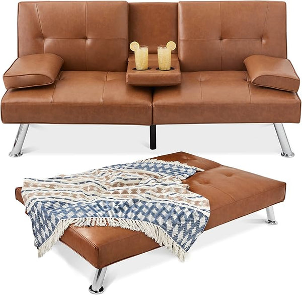 Convertible Futon Sofa Bed with Removable Armrests