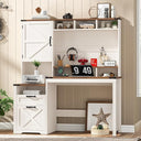 L-Shaped Executive Desk with Drawers, Power Outlets & Storage Shelf