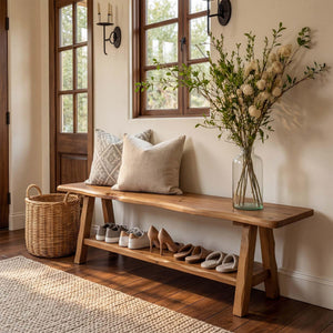 55-Inch Solid Wood Entryway Bench