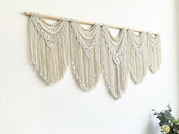 Extra Large Macrame Wall Hanging – 71"W x 32"H Boho Woven Tapestry
