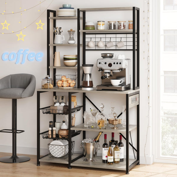 Baker's Rack with Power Outlet & Wire Basket