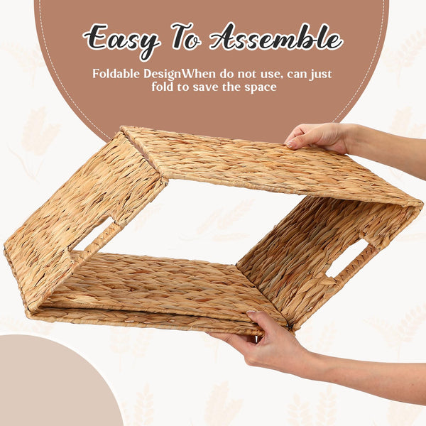 Water Hyacinth Wicker Storage Baskets with Handles – Set of 4