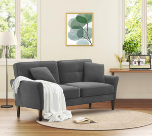 69" Velvet Loveseat Sofa with 2 Pillows | 700lb Capacity | Tool-Free Setup