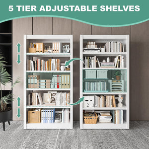 5-Tier Adjustable Metal Bookshelf