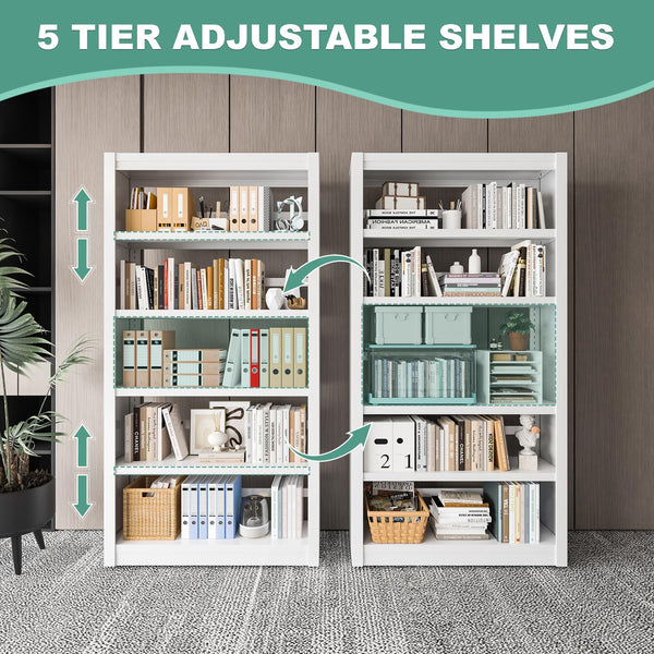 5-Tier Adjustable Metal Bookshelf