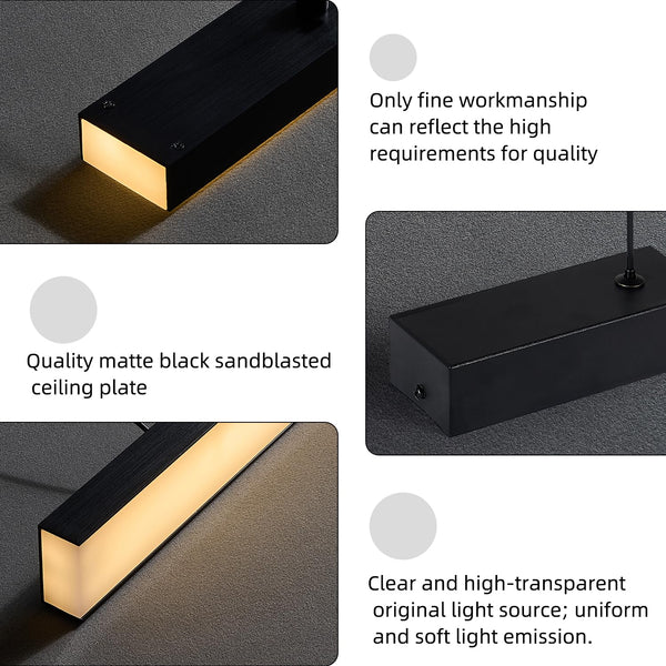 LED Linear Chandelier with Adjustable Color Temperature 3000K–6000K