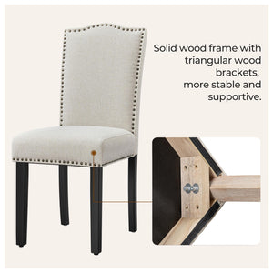 Modern Upholstered Dining Chairs with Solid Wood Legs