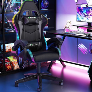 RGB Gaming Chair with Footrest & Lumbar Support