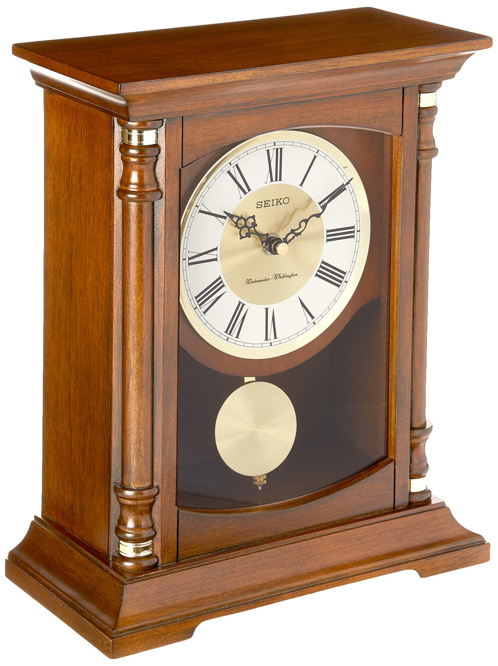 Wooden Mantel Chime Clock with Pendulum