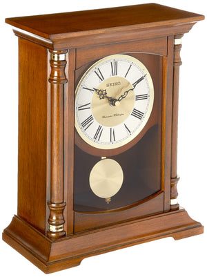Wooden Mantel Chime Clock with Pendulum