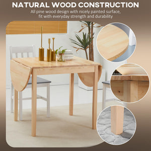 Drop Leaf Dining Table – Solid Wood, Seats 4–6