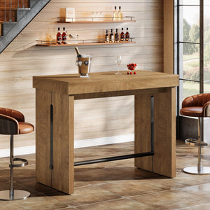 Farmhouse Counter Height Bar Table with Metal Footrest