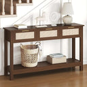 47" Rattan Console Table with 3 Drawers & Storage Shelf