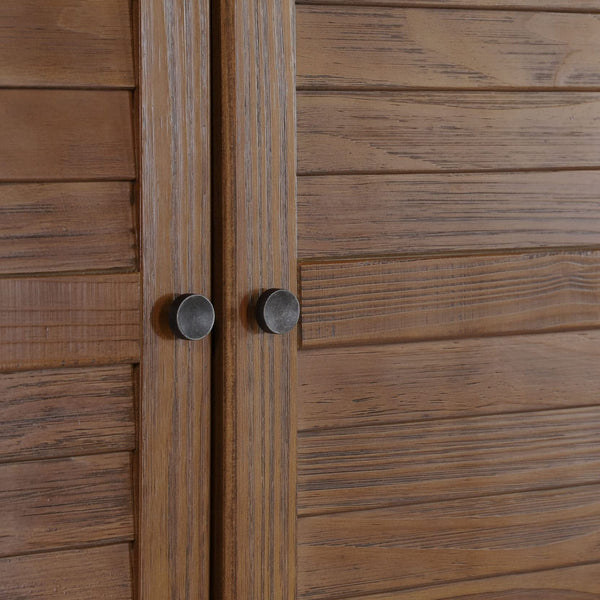 Solid Wood 2-Door Wardrobe with Drawers