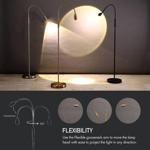 Adjustable LED Gooseneck Floor Lamp – Dimmable Zoomable Spotlight