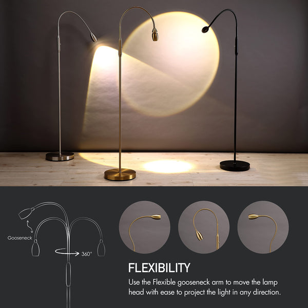Adjustable LED Gooseneck Floor Lamp – Dimmable Zoomable Spotlight