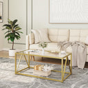 Glass Coffee Table with Gold Metal Frame
