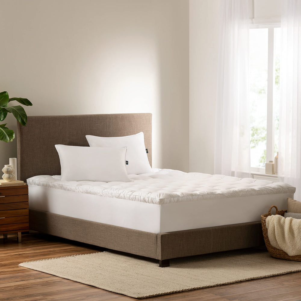 Hypoallergenic Pillowtop Mattress Topper with Simple Fit Skirt