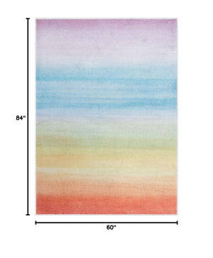 Multicolor Geometric Area Rug – Machine Washable Polyester