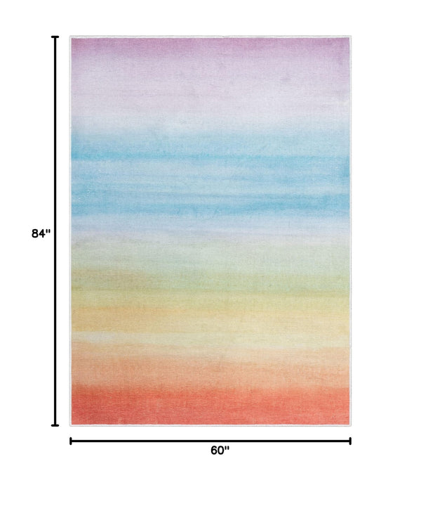 Multicolor Geometric Area Rug – Machine Washable Polyester
