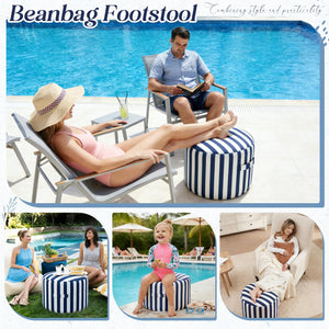 Round Outdoor Ottoman Pouf Footstool with Handle