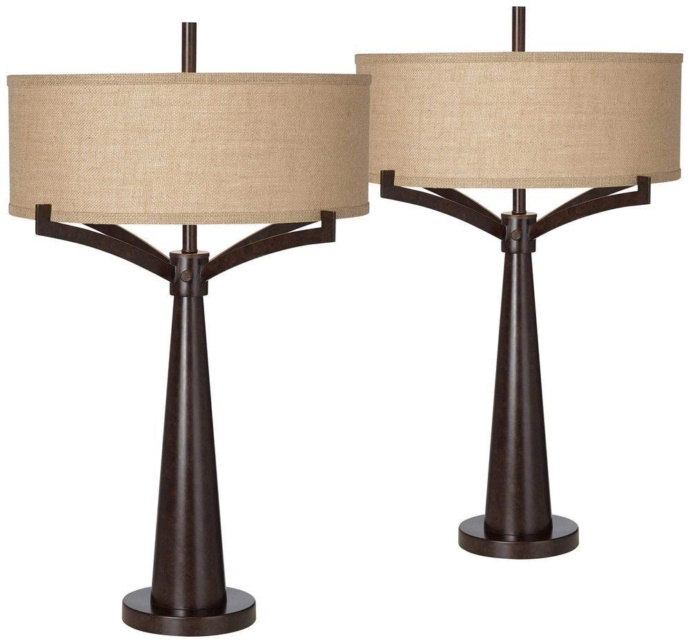 Industrial Bronze Table Lamps – Set of 2
