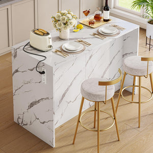 Kitchen Island with Storage Cabinets, Drawers & Power Outlet