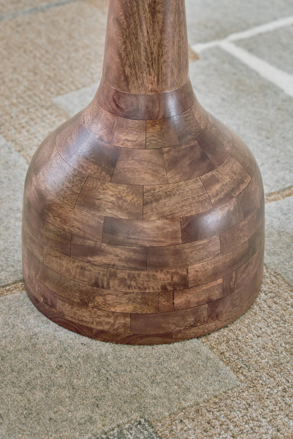 Round Solid Wood Accent End Table