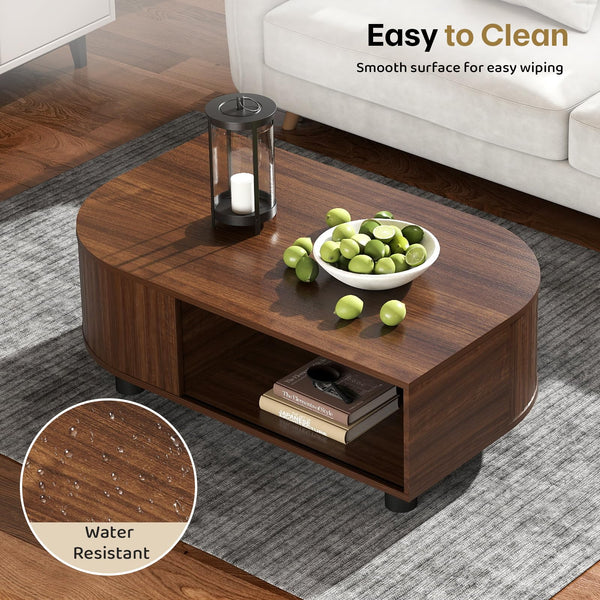 Mid-Century Modern Coffee Table with Storage, 39.4"