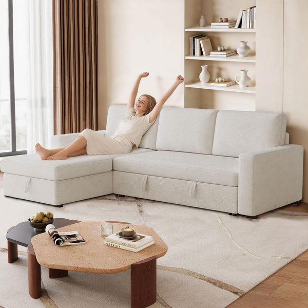 81.5" L-Shaped Sleeper Sofa Bed with Storage Chaise