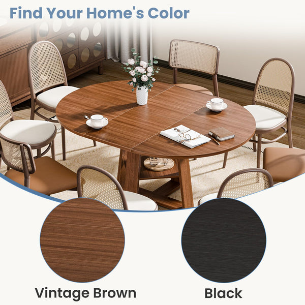 Extendable Round Dining Table for 4-8