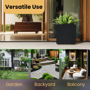 Metal Outdoor Planter Box with Drainage & Adjustable Feet