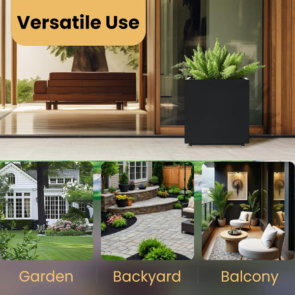 Metal Outdoor Planter Box with Drainage & Adjustable Feet
