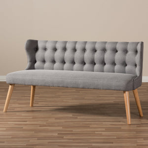 Grey Fabric 3-Seater Settee Bench