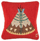 Chandler 4 Corners Artist-Designed Teepee Hand-Hooked Wool Decorative Throw Pillow (18 in x 18 in) Native American-Themed Pillow for Couches & Beds, Low Maintenance, Indigenous American Home Décor