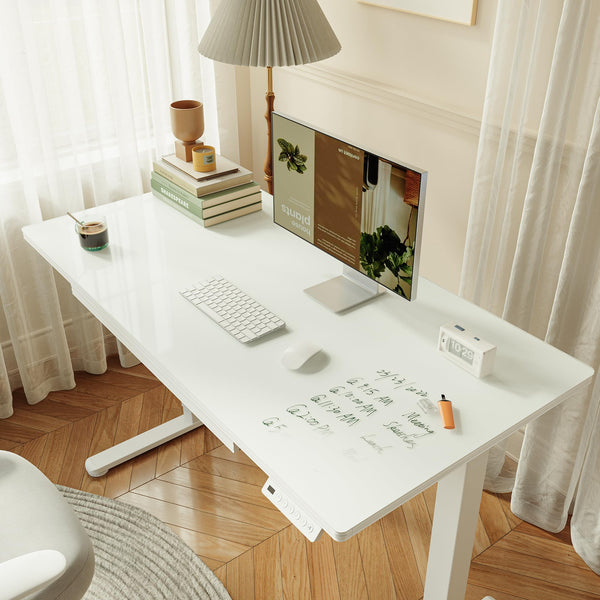 Electric Glass Standing Desk with Drawer 55x24 Inch