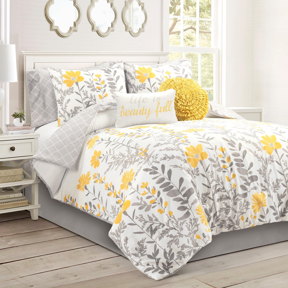Reversible Floral Comforter Set 8-Piece — King & Queen
