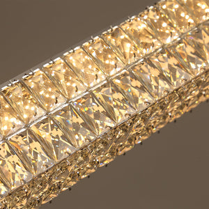 40" Rectangle Crystal Chandelier – Dimmable LED Linear Pendant Light