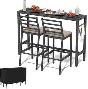 Outdoor Bar Table & Bar Set – 55" Rectangular High Top Counter Table
