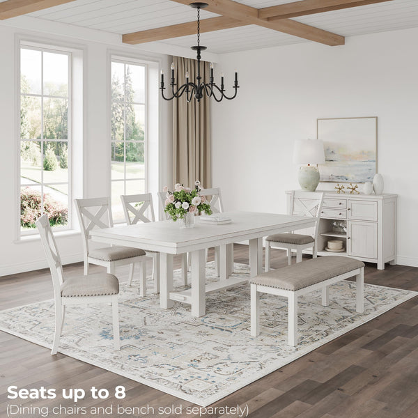Extendable Farmhouse Dining Table with Removable Leaves – Seats 8