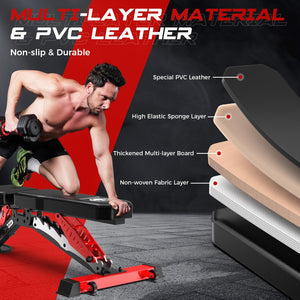 Adjustable Weight Bench – Flat, Incline & Decline, 1500 LBS Capacity