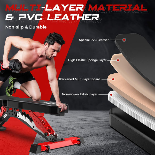 Adjustable Weight Bench – Flat, Incline & Decline, 1500 LBS Capacity