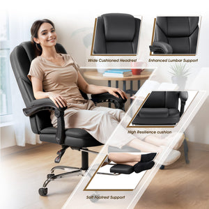 Reclining Executive Office Chair with Footrest & Lumbar Support