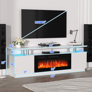 70" Fireplace TV Stand with Electric Heater & LED Colors