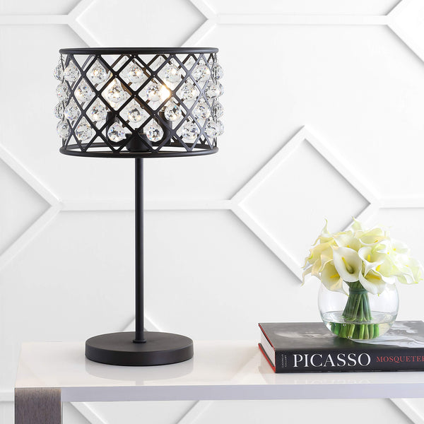 22.5" Oil Rubbed Bronze 2-Light Crystal and Iron Table Lamp