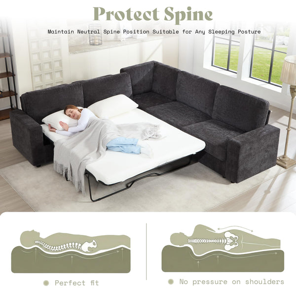 106" Oversized L-Shaped Sectional Sofa Bed with Storage